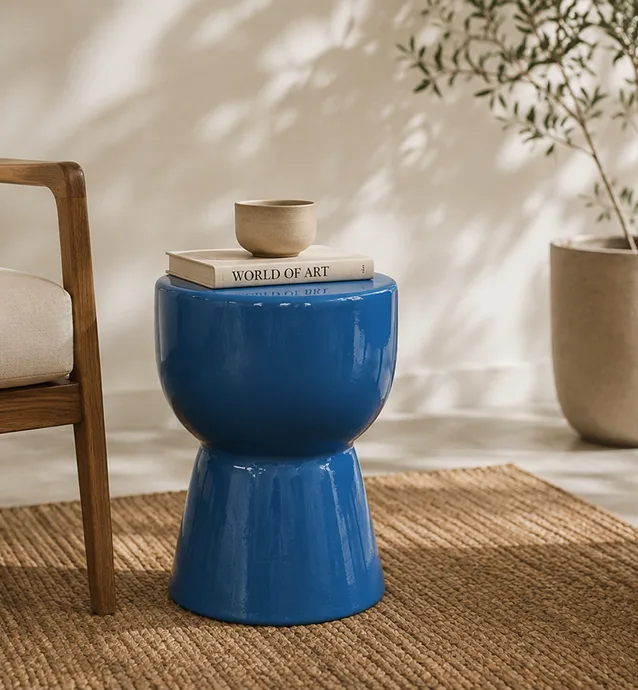 Indoor ceramic Side Tables- Blue_2